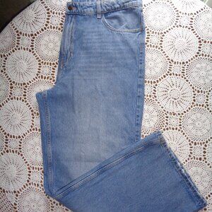 &Denim Jeans High Rise Wide Leg Size 18R Coupe Large Frayed Hem (I)